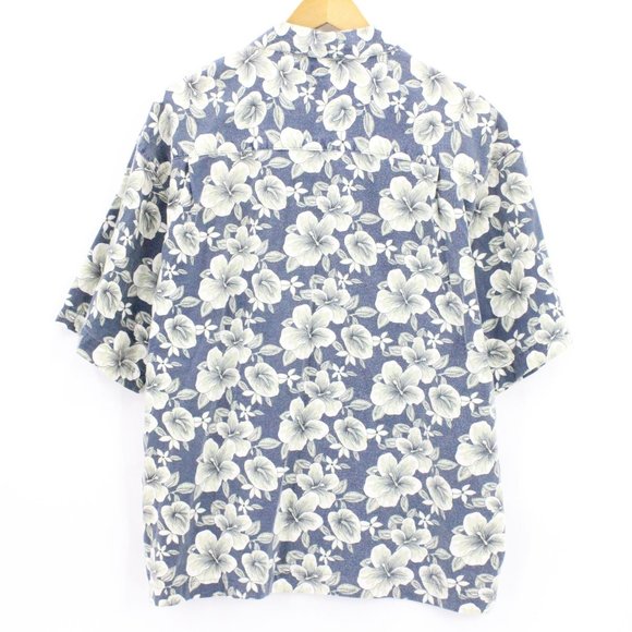 Vintage Pacific Scene Hawaiian Shirt Blue Button Down Short Sleeve Cotton Size L - Picture 5 of 7